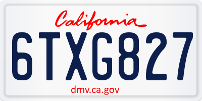 CA license plate 6TXG827
