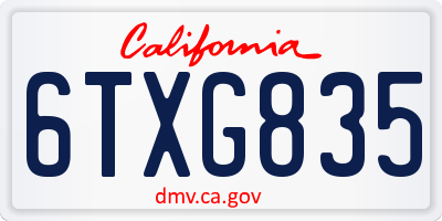 CA license plate 6TXG835
