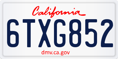CA license plate 6TXG852