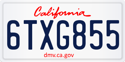 CA license plate 6TXG855