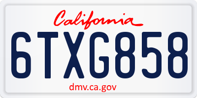 CA license plate 6TXG858