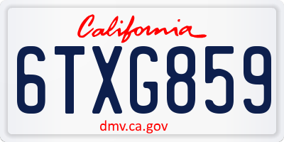 CA license plate 6TXG859