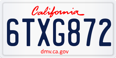 CA license plate 6TXG872