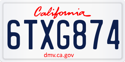 CA license plate 6TXG874