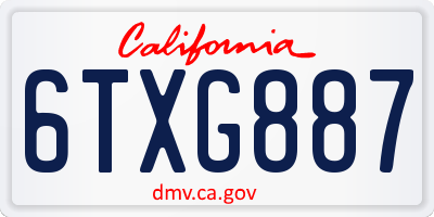 CA license plate 6TXG887