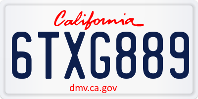 CA license plate 6TXG889