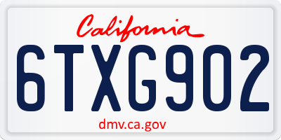 CA license plate 6TXG902