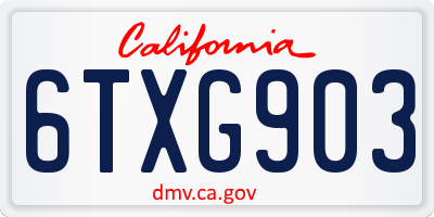 CA license plate 6TXG903