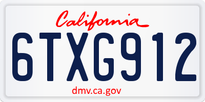 CA license plate 6TXG912