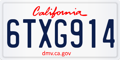 CA license plate 6TXG914
