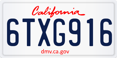 CA license plate 6TXG916