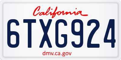 CA license plate 6TXG924