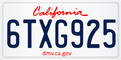 CA license plate 6TXG925