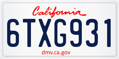 CA license plate 6TXG931