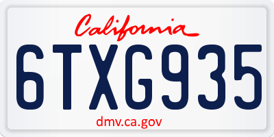 CA license plate 6TXG935