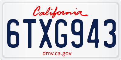 CA license plate 6TXG943