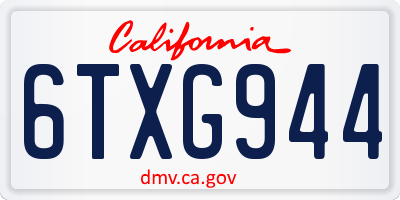 CA license plate 6TXG944