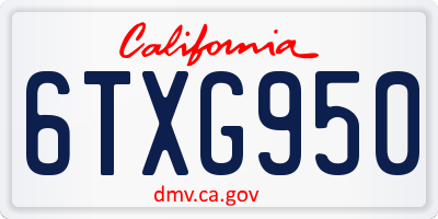 CA license plate 6TXG950