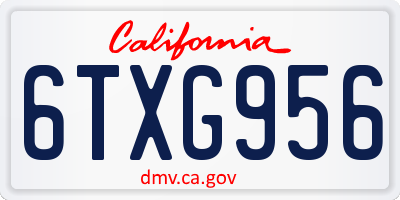 CA license plate 6TXG956