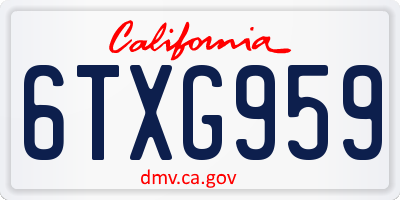 CA license plate 6TXG959