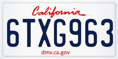 CA license plate 6TXG963