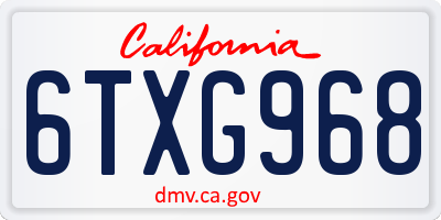 CA license plate 6TXG968
