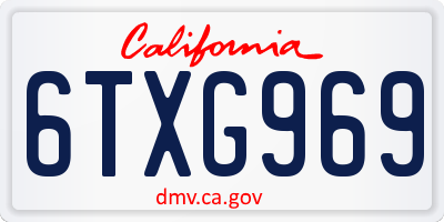 CA license plate 6TXG969