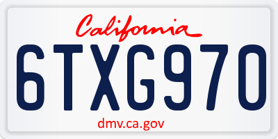 CA license plate 6TXG970