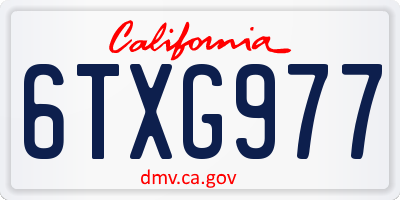 CA license plate 6TXG977
