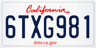 CA license plate 6TXG981
