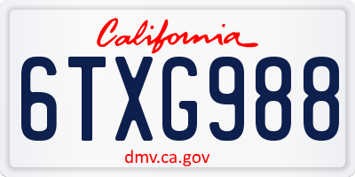 CA license plate 6TXG988