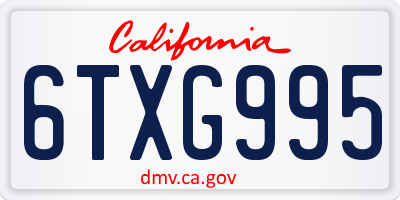 CA license plate 6TXG995