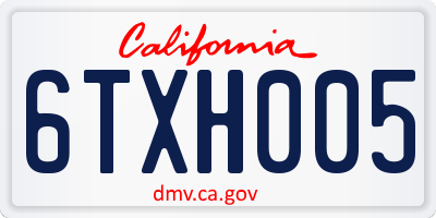 CA license plate 6TXH005