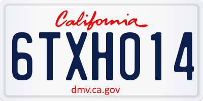CA license plate 6TXH014