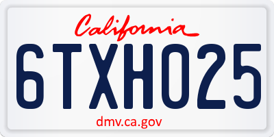 CA license plate 6TXH025