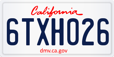 CA license plate 6TXH026