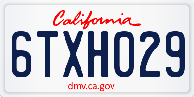 CA license plate 6TXH029