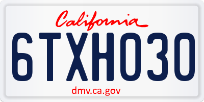 CA license plate 6TXH030