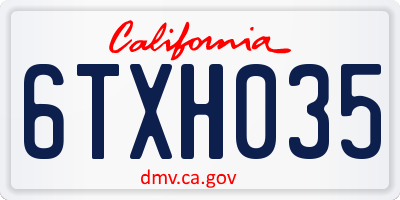 CA license plate 6TXH035