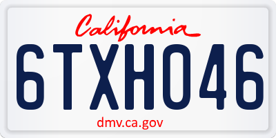 CA license plate 6TXH046
