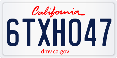 CA license plate 6TXH047