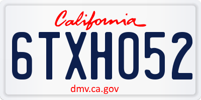 CA license plate 6TXH052