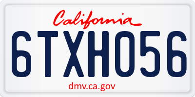 CA license plate 6TXH056