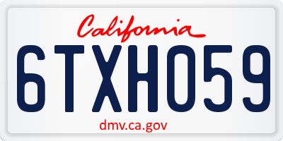 CA license plate 6TXH059