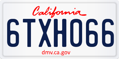 CA license plate 6TXH066