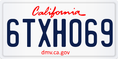 CA license plate 6TXH069