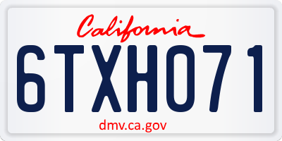 CA license plate 6TXH071