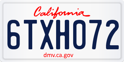 CA license plate 6TXH072