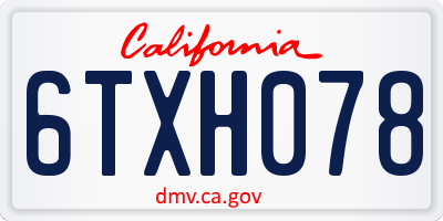 CA license plate 6TXH078