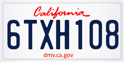 CA license plate 6TXH108